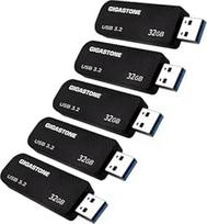 GIGASTONE 32GB atmintinė (5 vnt.) Z30 USB 3.2 Gen 1, itin greita, 80MB/s, raktų pakabukas su ąsele, "Push-Pull", duomenų saugykla, atsarginė kopija, skirta kompiuteriui, kompiuteriui, televizoriui ir automobiliui, suderinama su USB 2.0/3.0/3.1