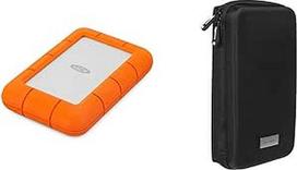 LaCie Rugged Mini 4TB nešiojamasis išorinis kietasis diskas 2,5 colio USB 3.0 Mac ir PC Modelio Nr: LAC9000633 & "Amazon Basics" universalus dėklas mažiems elektroniniams prietaisams