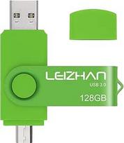LEIZHAN USB atmintinė 128GB 3.0 "Micro Flash" su "Micro Memorystic" USB disko jungtimi "Android" išmaniesiems telefonams Kompiuteris (128GB, žalia)
