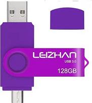 LEIZHAN USB atmintinė 128GB 3.0 "Micro Flash" su "Micro Memorystic" USB disko jungtimi "Android" išmaniesiems telefonams Kompiuteris (128GB, violetinė)