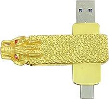 Metalinis ginklo formos senovės kinų bronzos žuvies žarnos kardas U disko pandos formos USB atmintinė (Dragon USB-C OTG 32GB)