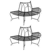 Pusapvaliai suoliukai aplink medį, 2vnt., juodi, 159cm, plienas