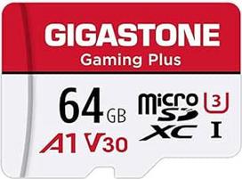 【Nur für Switch 1】GIGASTONE Gaming Plus 64GB MicroSDXC + SD adapteris, veiksmo kameroms ir fotoaparatams, pralaidumas iki 95MB/s, Full HD vaizdo įrašai, MicroSD UHS-I A1 U3 C10