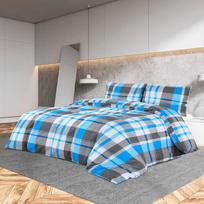 Patalynės komplektas mėlynas ir pilkas 240x220cm medvilnė