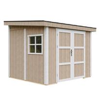 PREMIUM kokybės sodo namelis Timbela - M938B, 5.9 m² - A231x248x294 cm - Be grindų ir šoninės sienos - su dažų rinkiniu TERRA BROWN