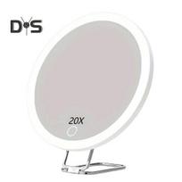 10/20/30X Didinantis veidrodis su LED apšvietimu, pincetu, 360 laipsnių besisukantis, nešiojamas, pakabinamas ant sienos, rankinis, stalinis, vyrams, moterims, didinantis makiažo tualetinis veidrodis 20X balta