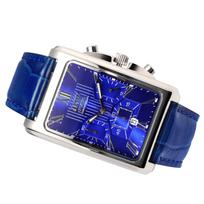 JMW TOKYO Square Blue Rectangular Limited Seiko Quartz Leather Genuine Business Day Gift to 300 pieces Men's Watch, & Silver, Chronograph, Edition, mėlyna