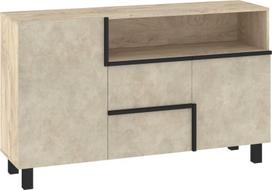 Komoda Meblocross Lars LAR-02 2D2S – moderni indauja ąžuolo Endgrain / Granada Almond apdailoje