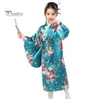 1 Japoniško kimono ryškaus vyšnių žiedų spaudinio rinkinys Lengvas dėvėti Cosplay mokyklos pasirodymų kimono mergaitėms 100cm raudona