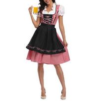 Moteriškas languotas Oktoberfest kostiumas Vokiška dirndl suknelė Tradiciniai Bavarijos drabužiai Helovino festivaliui XXL šviesiai žalios spalvos
