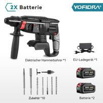 „Yofidra“ bešepetis elektrinis plaktukas elektrinis smūginis gręžtuvas Daugiafunkcis akumuliatorinis sukamasis įrankis, skirtas „Makita“ 18 V akumuliatoriui 2 Battery-EU