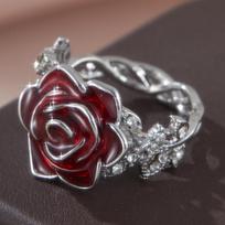 Luxurious Sparkling Zircon Red Rose Flower Ring, Suitable As A Jewelry Gift for Valentine's Day Parties To Give To Girlfriends 7