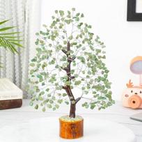 Žalias nefrito krištolinis medis Sėkmės demonstravimas namų dekoravimui Kristalai Brangakmeniai Bonsai Pinigų medis sėkmei, Dovanų puošmena, Sidabrinė viela