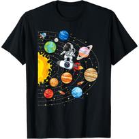 Solar System Planet Space Astronaut Universe Boys Girls Kids T-Shirt S juoda
