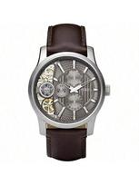 Fossil vyriškas automatinis mechaninis odinis 3 rodyklių laikrodis - Twist serija su nerūdijančio plieno korpusu ir atspariu įbrėžimams stiklo lęšiu, ME1098 ruda
