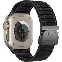 Beline Austa nailoninė įstrižo rašto parašiutinė apyrankė, skirta Apple Watch 42/ 44/ 45/ 49 mm, juoda