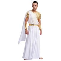 Senovės Graikijos Cosplay Kostiumas - Vyriška Metališka Tunika su Trumpomis Rankovėmis, Pirštinėmis ir Apyrankėmis Helovinui L balta