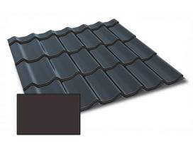 Profiliuotas cinkuoto plieno lakštas, čerpių imitacija Kingas Eco Plus profilis, dengtas poliesteriu RAL 8019 (tamsiai ruda spalva) 1,195mx2m