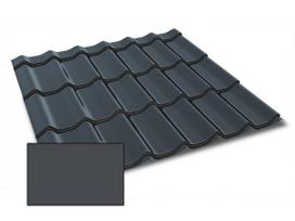 Profiliuotas cinkuoto plieno lakštas, čerpių imitacija Kingas Eco Plus profilis, dengtas poliesteriu RAL 7024 (pilka spalva) 1,195mx2m