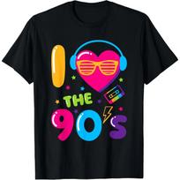 Aš Myliu 90-uosius Klasikinis 90-ųjų Retro Vintage 1990 Devintojo Dešimtmečio Marškinėliai S juoda