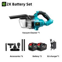 NEWBENY Belaidis rankinis elektrinis dulkių siurblys Galingas įkraunamas buitinės patalpų valymo įrankis Makita akumuliatoriaus kaiščiui 2xBattery-EU Plug