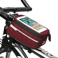 Dviračio krepšys Dviračio telefono priekinio rėmo krepšys vandeniui atsparus MTB dviračio vairo vamzdžio krepšys su ausinių anga pilka