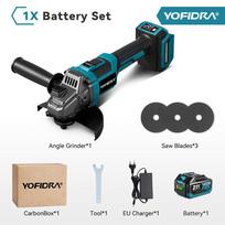 YOFIDRA M14 Akumuliatorinis kampinis šlifuoklis 6 greičiai Įkraunamas kampinis šlifuoklis Poliravimo elektriniai įrankiai Skirtas Makita 18V baterijos kaišteliui 1 Battery-EU Plug