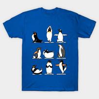 Men Black Print T-shirt Penguin Yoga No-Cut Transfer Paper Print Cotton Tshirt S karališkos mėlynos spalvos
