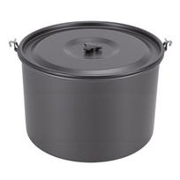 Camping Soup Pot Cookware with Lid 15L Large Outdoor Portable Hanging Pot Cooking Set for 8-10 People gray