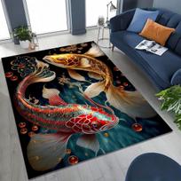 Luxurious Lucky Koi Fish Yin Yang Carp Cartoon Rug Carpet for Bedroom Living Room Sofa Home Doormat Decor,Kid Non-slip Floor Mat 40x60cm( 15x23in )