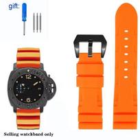 Minkšta silikoninė guminė laikrodžio apyrankė Panerai SUBMERSIBLE PAM 441 359 serijoms 22mm 24mm Vyriška laikrodžio apyrankė Oranžiniai laikrodžio priedai 22mm
