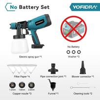 YOFIDRA 1000ML Elektrinis dažų purškiklis Namų belaidis purkštuvas Automobilio baldų plieno dangos Aerografas Makita 21V baterijos kaiščiui Without Battery