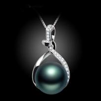 Single-piece women's simulated natural Tahitian black pearl pendant - diamond-set single pendant, chain not included, elegant je Other
