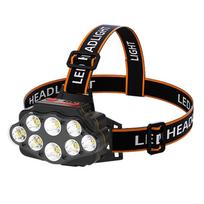 8LED itin ryškus priekinis žibintas lauko stovyklavimui, žygiams, galvos žibintas, montuojamas ant galvos, naktinė žvejyba, priekinis žibintas One Battery juoda