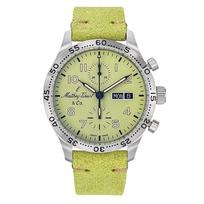 Mathey-Tissot Type 21 Chrono Leather Strap Green Dial Automatic H1821CHTLV Men's Watch žalia