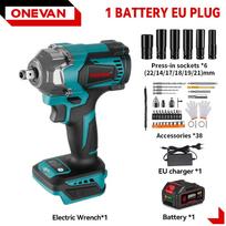 ONEVAN 1200 N.m bešepetėlinis elektrinis smūginis veržliasūkis 1/2'' belaidis 3 funkcijų elektrinis atsuktuvas gręžtuvas įrankis Makita 18V baterijai 1Battery-44pcs Set
