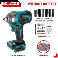 ONEVAN 1200 N.m bešepetėlinis elektrinis smūginis veržliasūkis 1/2'' belaidis 3 funkcijų elektrinis atsuktuvas gręžtuvas įrankis Makita 18V baterijai No Battery-44pcs Set