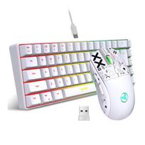 HXSJ klaviatūros ir pelės kombinuotas laidinis K68 RGB Streamer mini žaidimų klaviatūros membraninė klaviatūra ir balta