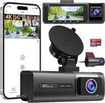 Vasip 4K Dash Cam Vorne und Hinten Innen, 5GHz WiFi, 3-K Dashcam für Autos, 3,1 Zoll IPS Dashcam für Autos mit 64GB SD-Karte, Nachtsicht, WDR, G-Sensor, Loop-Aufnahme, 24H Parkmodus