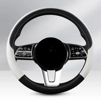 Odinis automobilio vairo dangtelis 38 CM Automobilių sportinio stiliaus automatinių vairo dangtelių neslystantis ir įbrėžęs vairo dangtelis balta