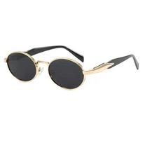 Nauji elipsės formos rėmeliai, prabangių metalinių rėmelių akiniai nuo trumparegystės, moteriškas aukštos klasės ir madingas įvaizdis su akiniais nuo saulės 0