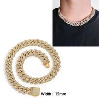 Ledinis 10-20 mm vyriškas Majamio kubietiškos grandinės karoliai Hip Hop CZ kubinis cirkonis Bling šakutės kubietiška grandinė 20inch(Necklace)