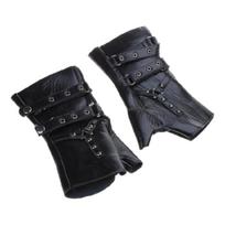 Vyriškos Steampunk pirštinės be pirštų Gotikinės pirštinės su kniedėmis pirštų neturinčios pirštinės juoda