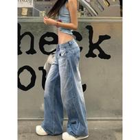 Moteriškos amerikietiškos vintažinės Y2k japoniškos Harajuku gatvės apranga Baggy Low Rise džinsinės kelnės ilgos 2000-ųjų kelnės Estetiškos Jean Kpop Punk L mėlyna