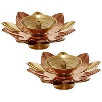 Auksinio lotoso žiedo formos dekoratyvinė žalvarinė dija Diwali poojai (2, Auksinis lotoso žiedas)