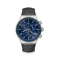 Swatch COBALT LAGOON New Irony Chrono YVS496 juodas vyriškas laikrodis, mėlyna