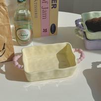 Sinple Ins Sūrio Kepti Ryžiai Kepimo Skarda Keraminis Dvigubomis Ausimis Rankena Raštas Kepimo Indas Namų Mikrobangų Krosnelė Desertinė Lėkštė 8 inches žalia