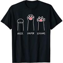 RUJUNMAN Funny Rock Paper Scissors Cat Paw Game T-Shirt, Playful Kitten Graphic Tee, Casual Humor Shirt for Pet Lovers S juoda