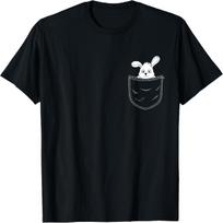 Rabbit in breast pocket rabbit bag T-Shirt S juoda