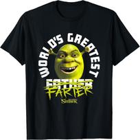 Shrek Father's Day World's Greatest Farter Chest Text Logo T-Shirt S juoda